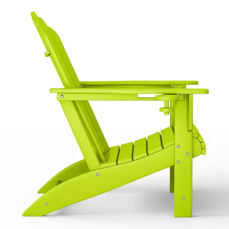 WestinTrends Highland 3-Piece Outdoor Patio HDPE Adirondack Chair With Cup Holder and Table Set, Lime