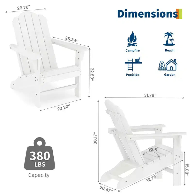 Durable HDPE Adirondack Patio Chair with Realistic Wood Grain Texture,All-Weather Wicker Lawn&Garden Seating for Backyard Deck Outdoor,1 Pack