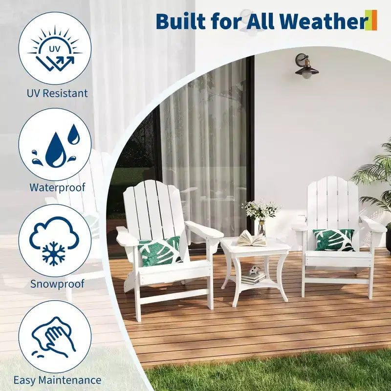 Durable HDPE Adirondack Patio Chair with Realistic Wood Grain Texture,All-Weather Wicker Lawn&Garden Seating for Backyard Deck Outdoor,1 Pack