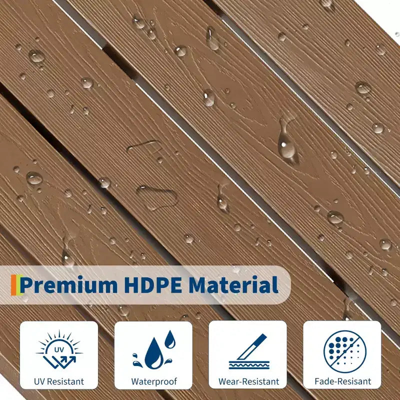 Durable HDPE Adirondack Patio Chair with Realistic Wood Grain Texture,All-Weather Wicker Lawn&Garden Seating for Backyard Deck Outdoor,1 Pack