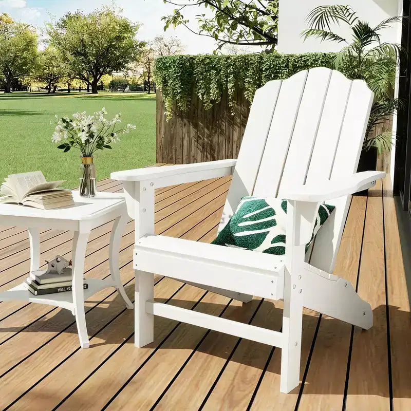 Durable HDPE Adirondack Patio Chair with Realistic Wood Grain Texture,All-Weather Wicker Lawn&Garden Seating for Backyard Deck Outdoor,1 Pack