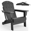 Heavy-Duty Folding HDPE Adirondack Chair,Collapsible Design, Weather Resistant with Wood Grain Texture & Cup Holder for Patio, Lawn, Garden, Deck