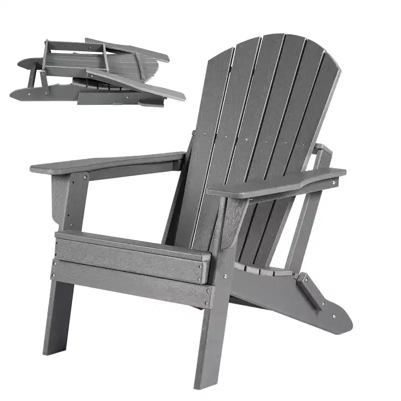 Folding Adirondack Chair - Plastic, Wide Armrest, Deep Seat, Weather Resistant, Waterproof, UV Resistant for Patio Lawn Garden Backyard Fire Pit
