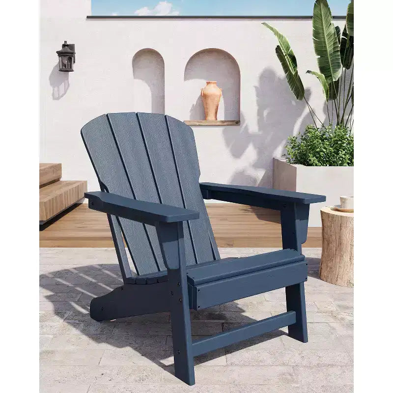 Oversize Modern Plastic Adirondack Chair, Ergonomic Weather Resistant Stackable Deck Chair for Outdoor Patio Backyard Garden Lawn Pool Deck Beach