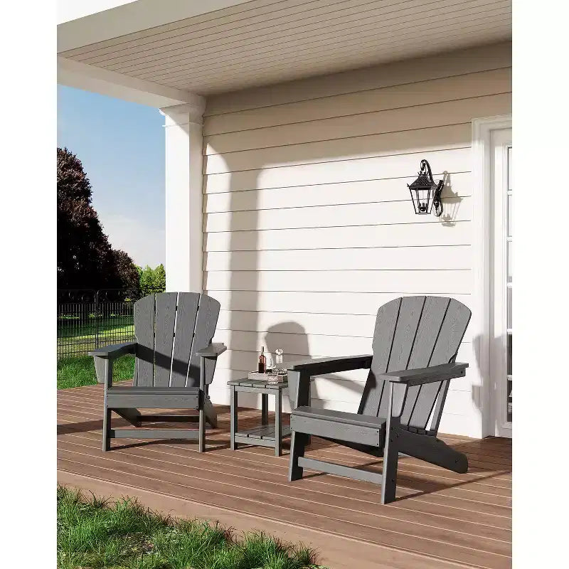 Oversize Modern Plastic Adirondack Chair, Ergonomic Weather Resistant Stackable Deck Chair for Outdoor Patio Backyard Garden Lawn Pool Deck Beach