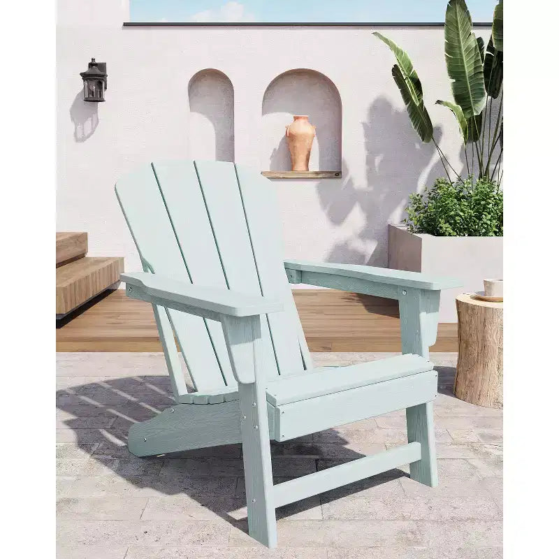 Oversize Modern Plastic Adirondack Chair, Ergonomic Weather Resistant Stackable Deck Chair for Outdoor Patio Backyard Garden Lawn Pool Deck Beach