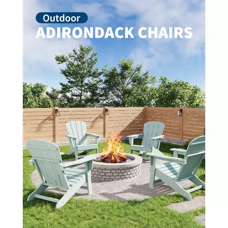 Oversize Modern Plastic Adirondack Chair, Ergonomic Weather Resistant Stackable Deck Chair for Outdoor Patio Backyard Garden Lawn Pool Deck Beach