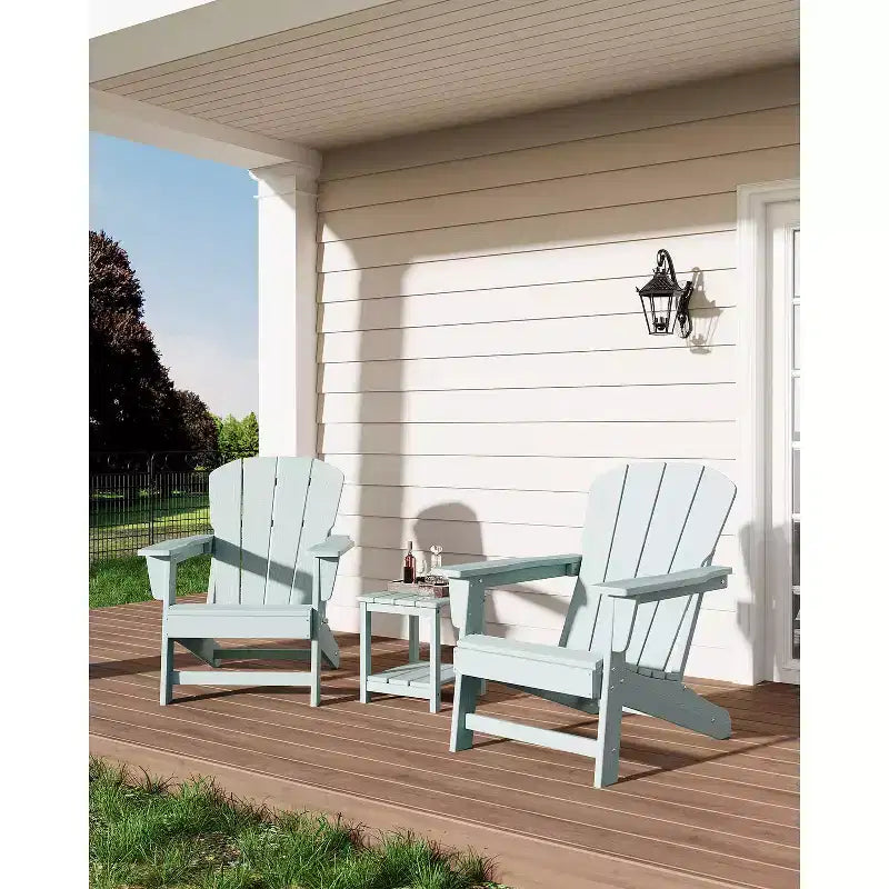 Oversize Modern Plastic Adirondack Chair, Ergonomic Weather Resistant Stackable Deck Chair for Outdoor Patio Backyard Garden Lawn Pool Deck Beach