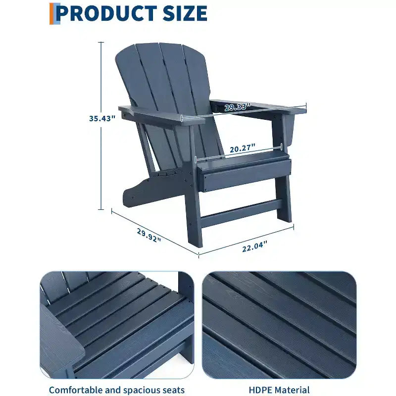 Oversize Modern Plastic Adirondack Chair, Ergonomic Weather Resistant Stackable Deck Chair for Outdoor Patio Backyard Garden Lawn Pool Deck Beach
