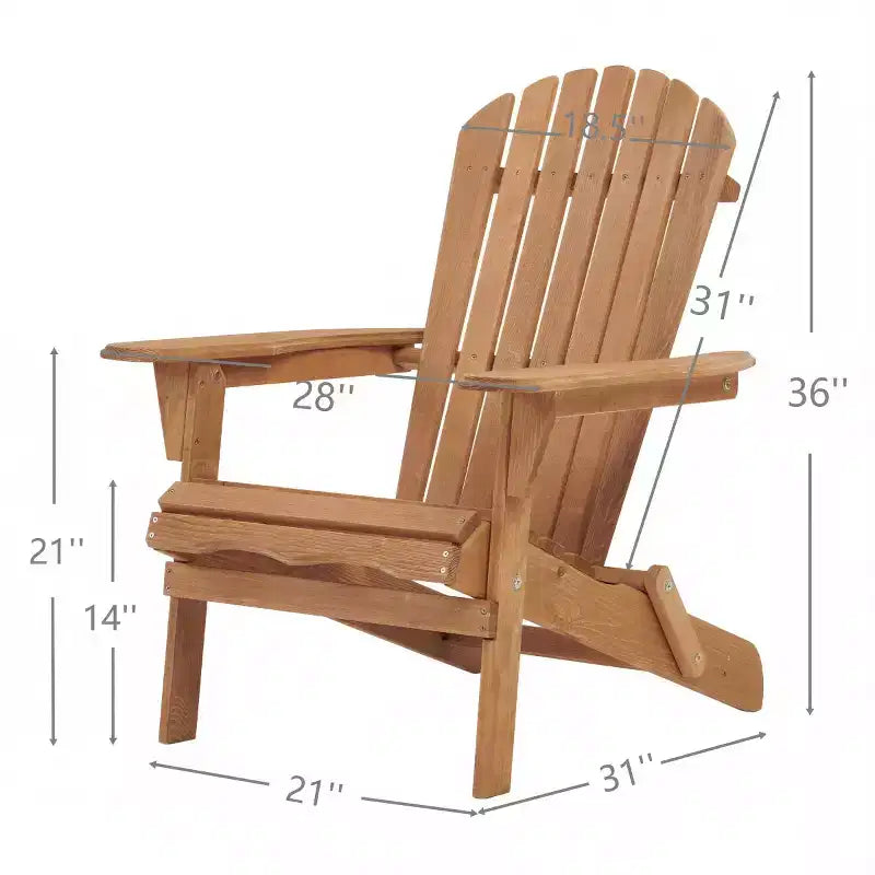 Outdoor Adirondack Chairs Set of 2, Folding Wooden Adirondack Chairs, All-Weather Wood Patio Chairs for Backyard, Poolside, or Garden-Panipeachy