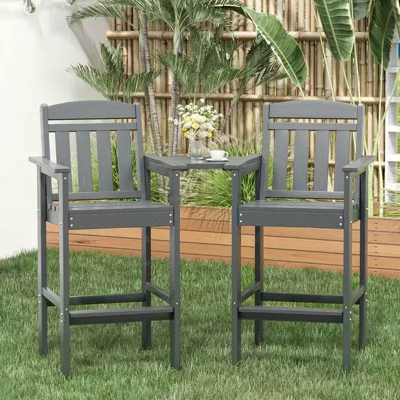 GDFStudio Laura Tall Adirondack Outdoor Bar Stools with Tray (Set of 2)