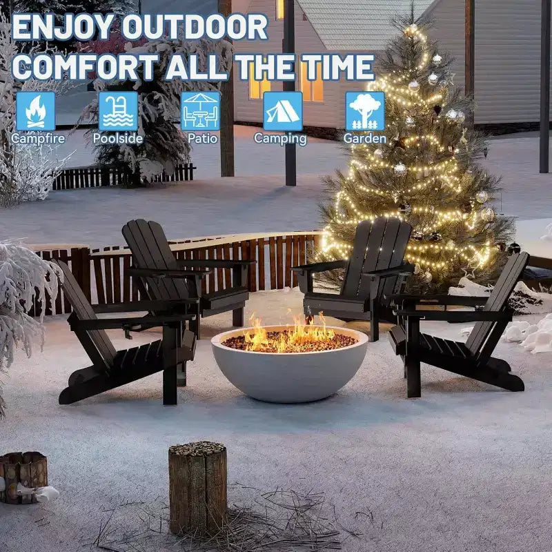 Set of 2 Adirondack Chairs with Cup Holder, Folding Plastic Adirondack Chairs, All-Weather Outdoor Patio Chairs for Backyard, Poolside-Panipeachy