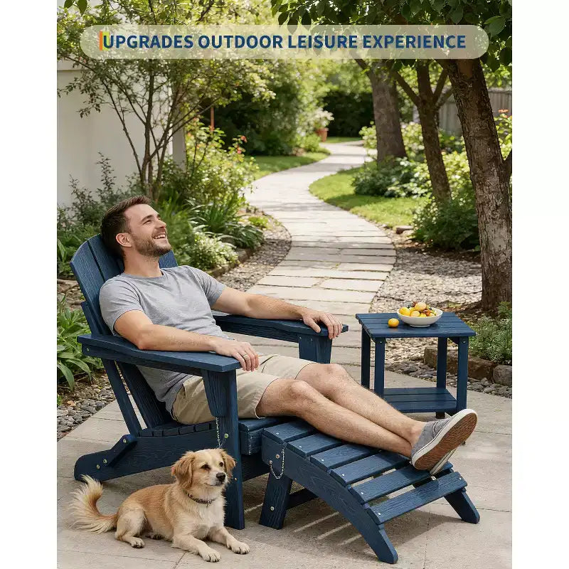 All-Weather Folding Adirondack Ottoman, HDPE Outdoor Footrest, Weather-Resistant Durable Easy Storage Compatible with Adirondack Chair