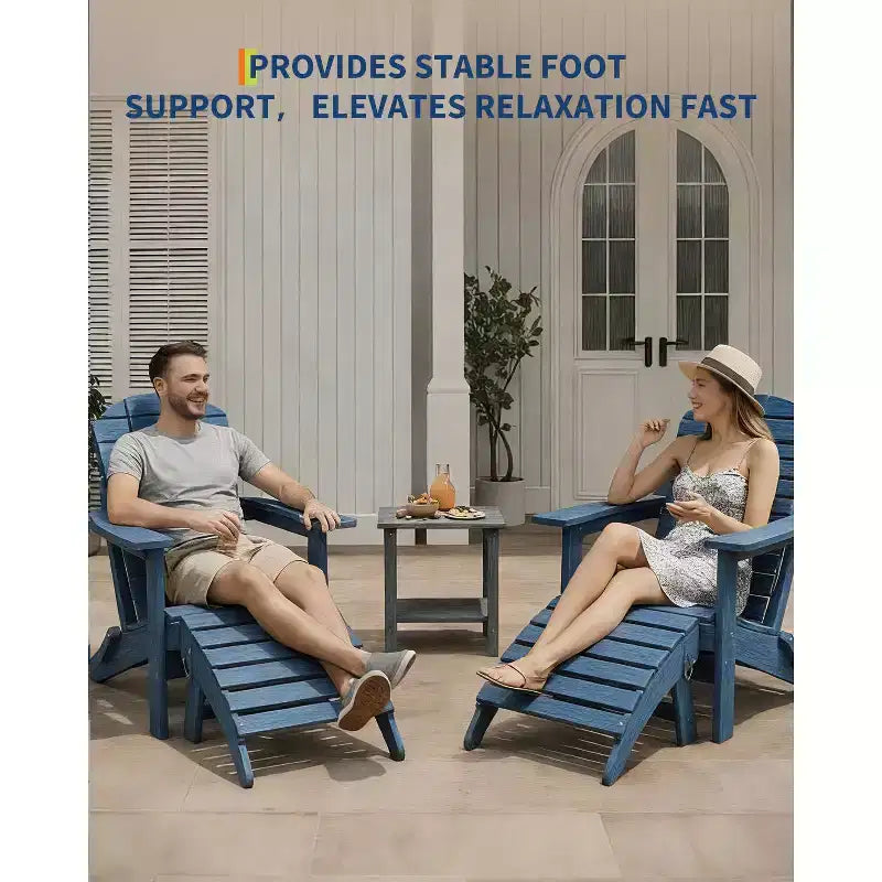 All-Weather Folding Adirondack Ottoman, HDPE Outdoor Footrest, Weather-Resistant Durable Easy Storage Compatible with Adirondack Chair