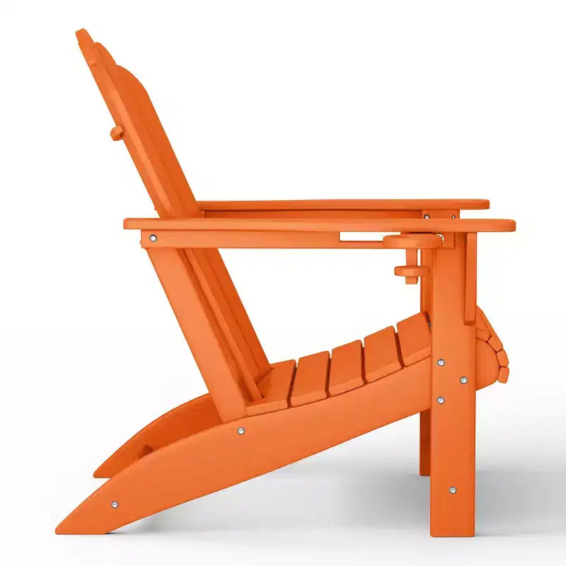WestinTrends Highland 3-Piece Orange Adirondack Chair Set with Cup Holder and Table