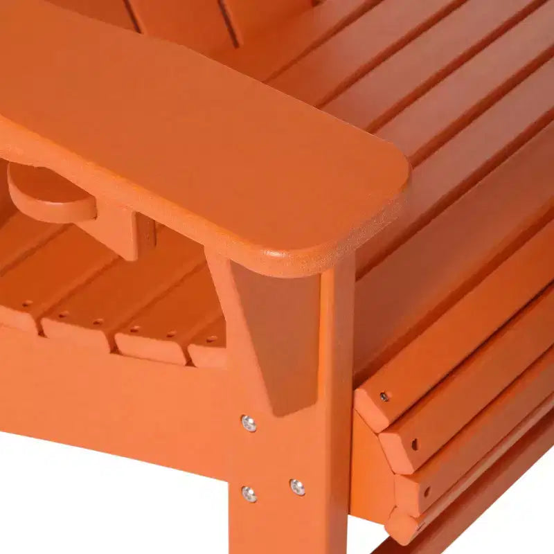 WestinTrends Highland 3-Piece Orange Adirondack Chair Set with Cup Holder and Table