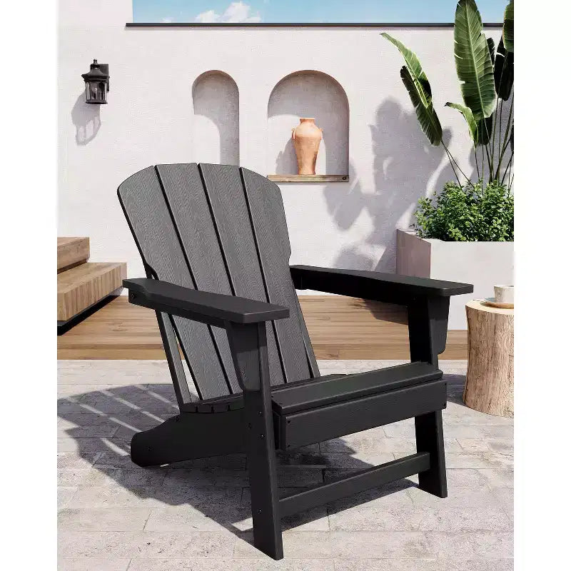 Modern Adirondack Chair, 380 LB Capacity, Oversize Ergonomic Deck Chair, Weather Resistant Stackable Patio Furniture for Backyard Garden Lawn Beach