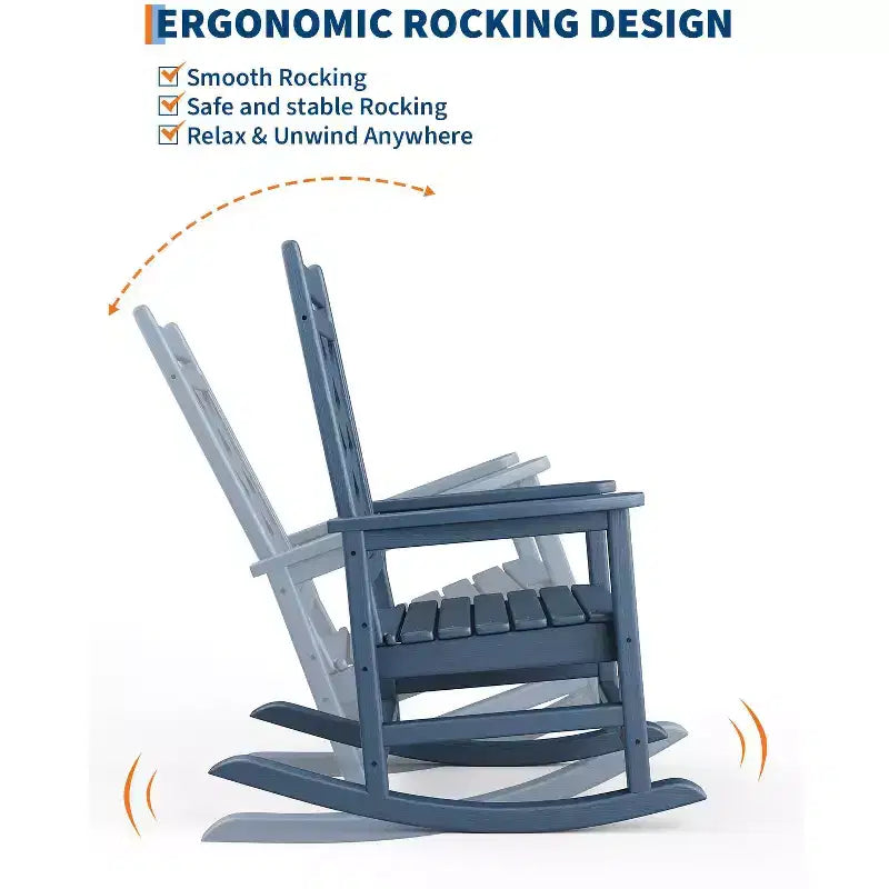 Outdoor Adirondack Rocking Chairs,All-Weather HDPE Adirondack Rocker Chair, Front Porch Rocker Chairs for Patio Lawn Porch Deck