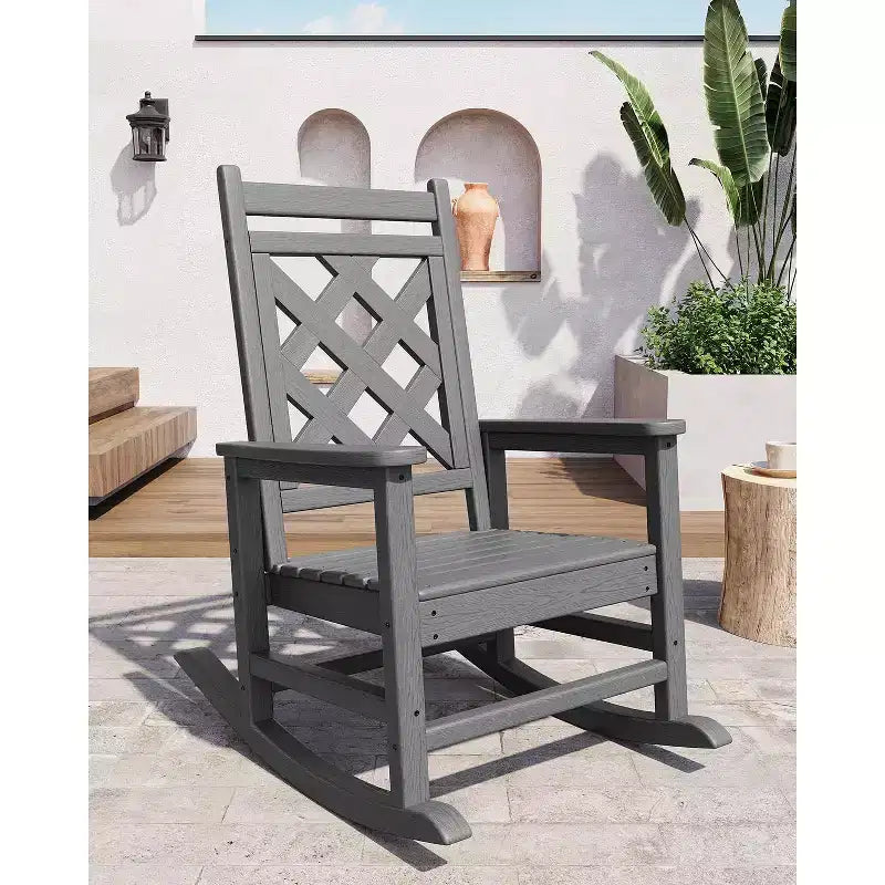 Outdoor Adirondack Rocking Chairs,All-Weather HDPE Adirondack Rocker Chair, Front Porch Rocker Chairs for Patio Lawn Porch Deck