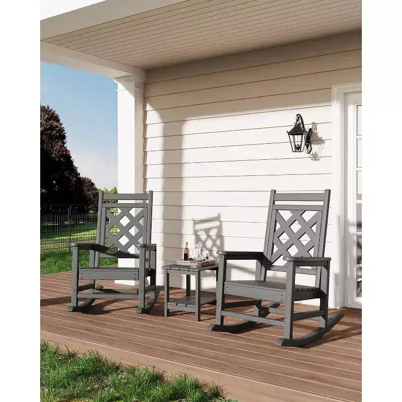 Outdoor Adirondack Rocking Chairs,All-Weather HDPE Adirondack Rocker Chair, Front Porch Rocker Chairs for Patio Lawn Porch Deck