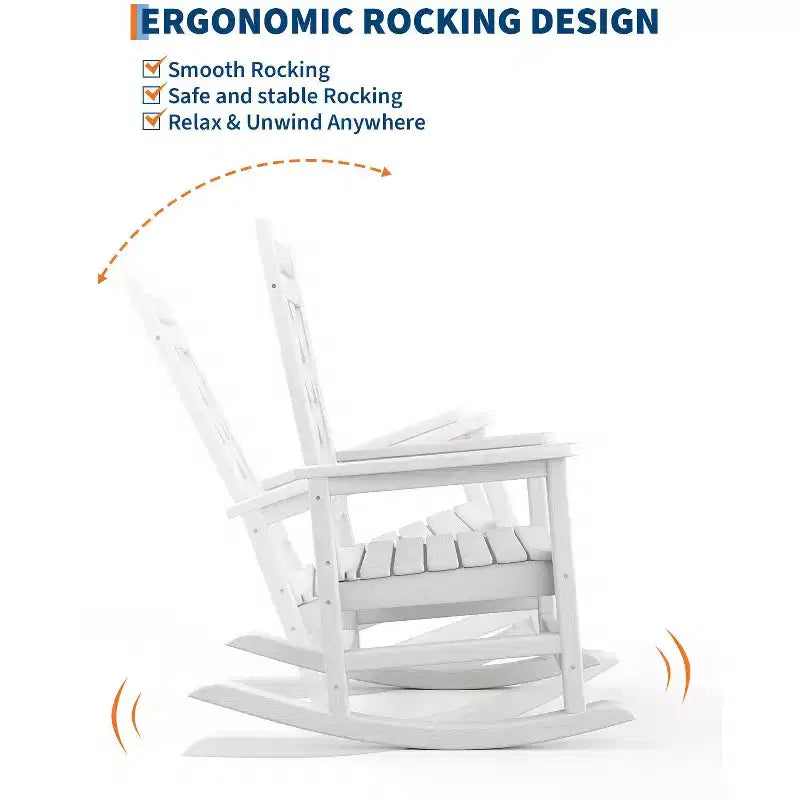 Outdoor Adirondack Rocking Chairs,All-Weather HDPE Adirondack Rocker Chair, Front Porch Rocker Chairs for Patio Lawn Porch Deck