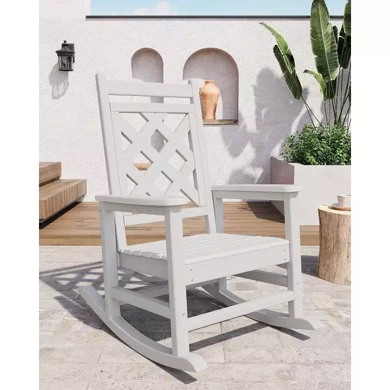 Outdoor Adirondack Rocking Chairs,All-Weather HDPE Adirondack Rocker Chair, Front Porch Rocker Chairs for Patio Lawn Porch Deck
