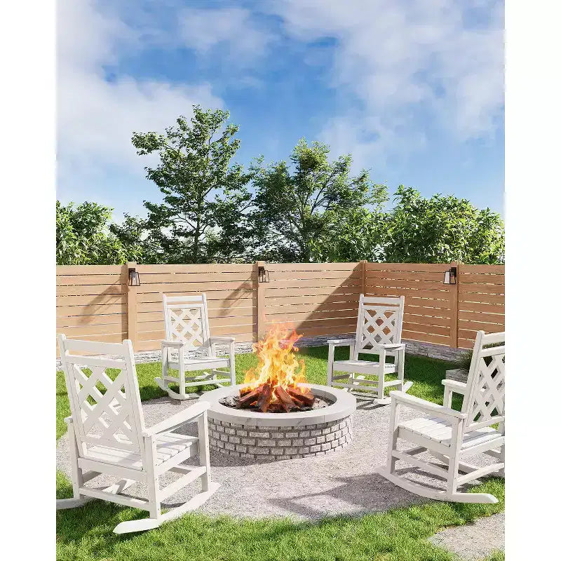Outdoor Adirondack Rocking Chairs,All-Weather HDPE Adirondack Rocker Chair, Front Porch Rocker Chairs for Patio Lawn Porch Deck