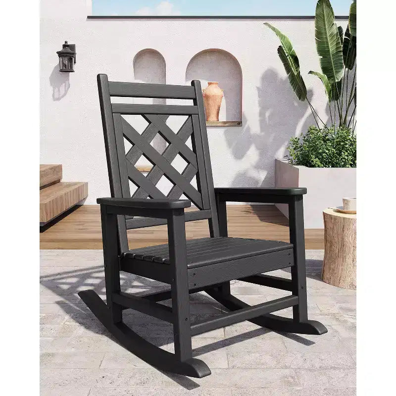 Outdoor Adirondack Rocking Chairs,All-Weather HDPE Adirondack Rocker Chair, Front Porch Rocker Chairs for Patio Lawn Porch Deck