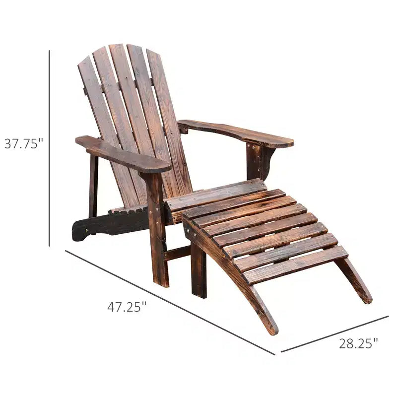 Double Wooden Adirondack Chair, Outdoor Loveseat with High Backrest, Smooth Armrest