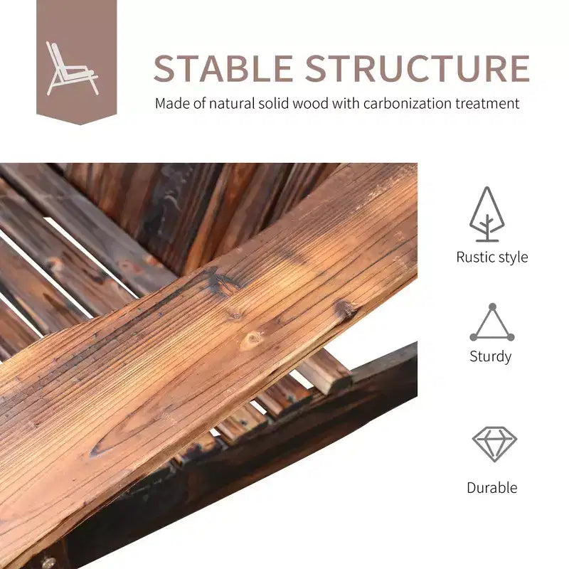 Double Wooden Adirondack Chair, Outdoor Loveseat with High Backrest, Smooth Armrest