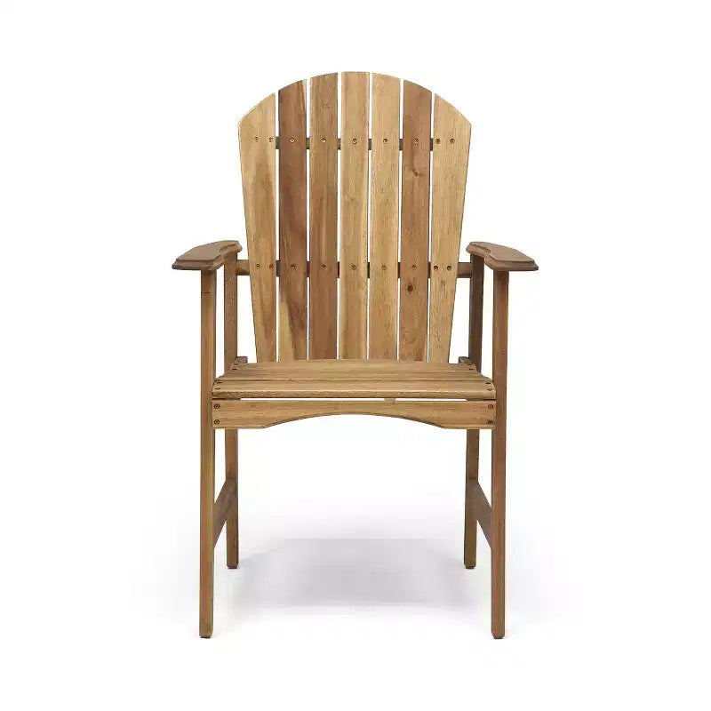Outdoor Weather Resistant Acacia Wood Adirondack Dining Chairs (Set of 2), Natural Finish