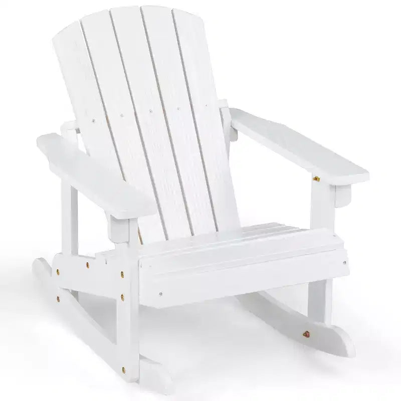 Costway 2PCS Kid Adirondack Rocking Chair Outdoor Solid Wood Slatted seat Backrest