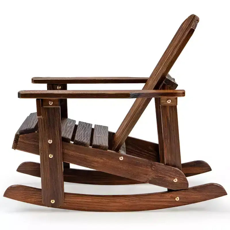 Costway Kid Adirondack Rocking Chair Outdoor Solid Wood Slatted seat Backrest