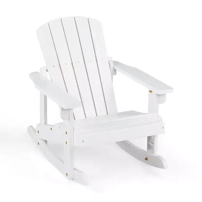 Costway Kid Adirondack Rocking Chair Outdoor Solid Wood Slatted seat Backrest