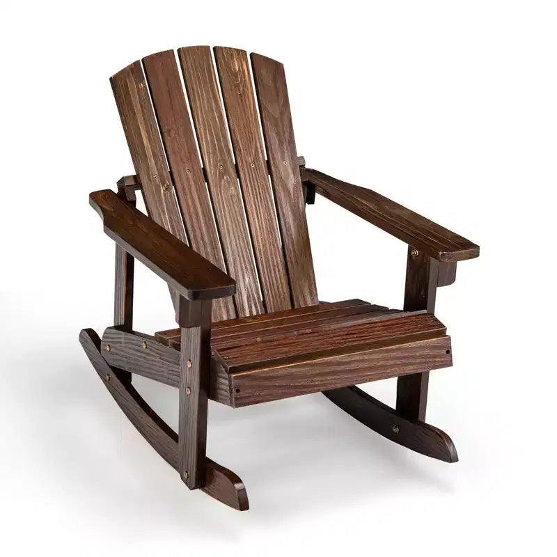 Costway Kid Adirondack Rocking Chair Outdoor Solid Wood Slatted seat Backrest