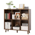 6-Tier Mid-Century Bookshelf, Rustic Cube Storage with Anti-Tip Legs, Retro Organizer for Living Room, Home Office