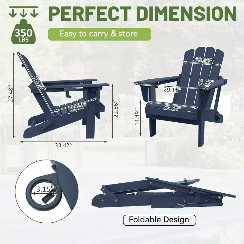 GDFStudio Olin Outdoor Folding HDPE Adirondack Chairs (Set of 2)
