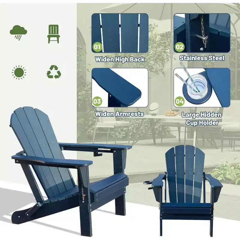 GDFStudio Olin Outdoor Folding HDPE Adirondack Chairs (Set of 2)
