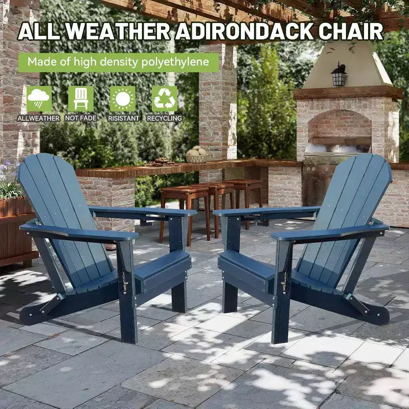 GDFStudio Olin Outdoor Folding HDPE Adirondack Chairs (Set of 2)