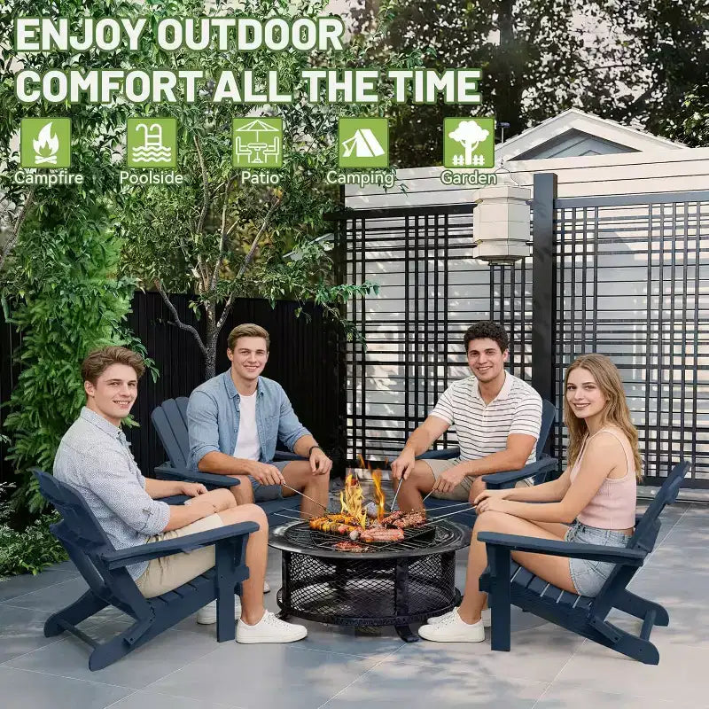 GDFStudio Olin Outdoor Folding HDPE Adirondack Chairs (Set of 2)