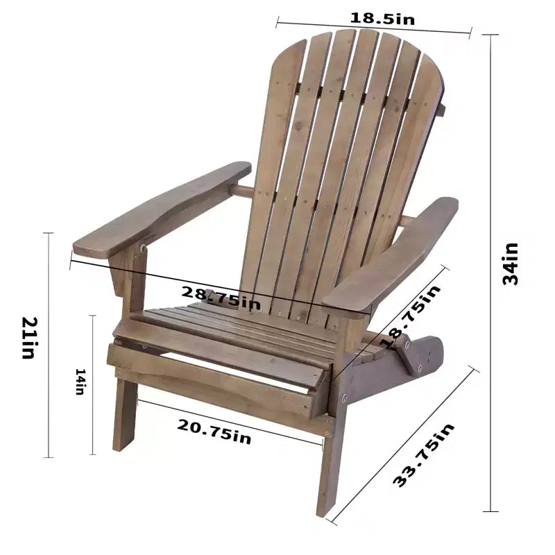 Grand Collection Folding Large Size Adirondack Chair Pine Wood