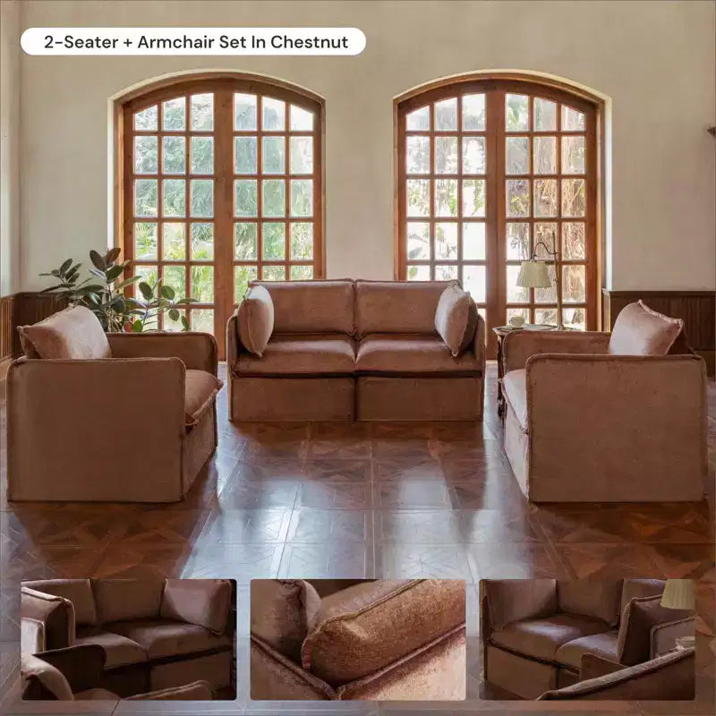 Anabei Modular Washable 4-Seater Sofa Sectional | Deluxe+ Seat & Cloud Pillow