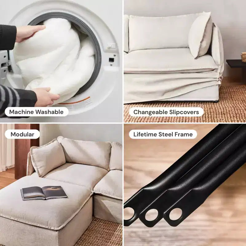 Anabei Modular Washable 4-Seater Sofa Sectional | Deluxe+ Seat & Cloud Pillow