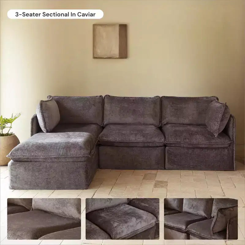 Anabei Modular Washable 4-Seater Sofa Sectional | Deluxe+ Seat & Cloud Pillow