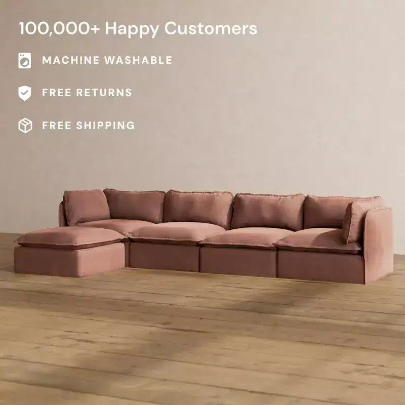 Anabei Modular Washable 4-Seater Sofa Sectional | Deluxe+ Seat & Cloud Pillow