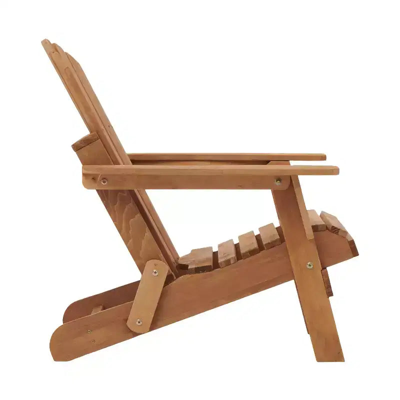 Oversized Wooden Folding Adirondack Chair with Pre-Assembled Backrest and Seatboard, Hemlock Wood, Weight Capacity 330 lbs for Garden or Deck