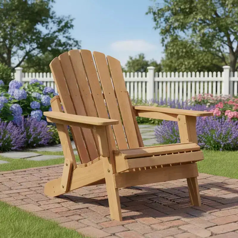 Oversized Wooden Folding Adirondack Chair with Pre-Assembled Backrest and Seatboard, Hemlock Wood, Weight Capacity 330 lbs for Garden or Deck