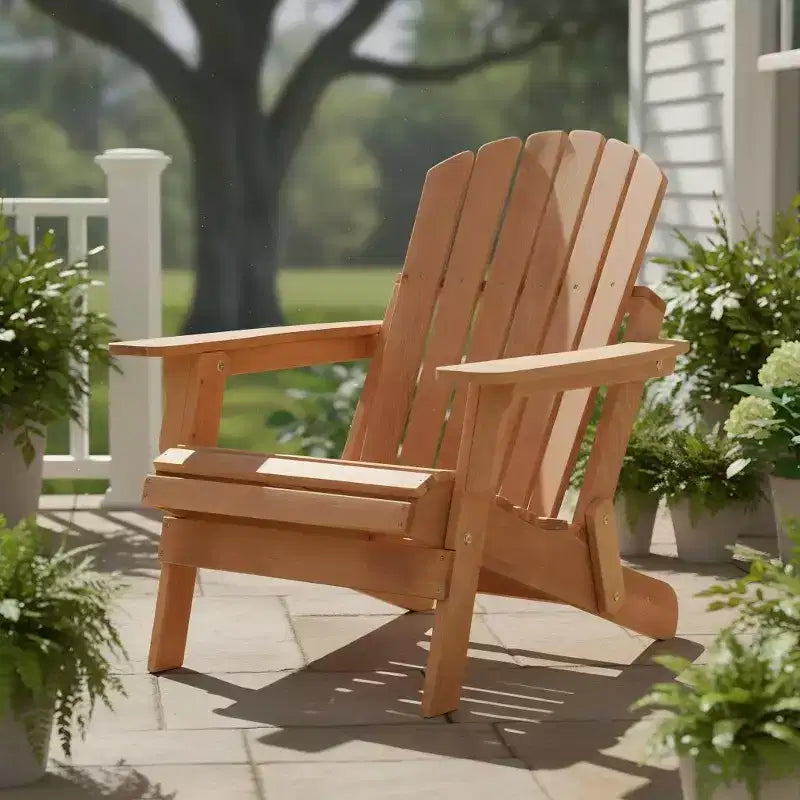 Oversized Wooden Folding Adirondack Chair with Pre-Assembled Backrest and Seatboard, Hemlock Wood, Weight Capacity 330 lbs for Garden or Deck