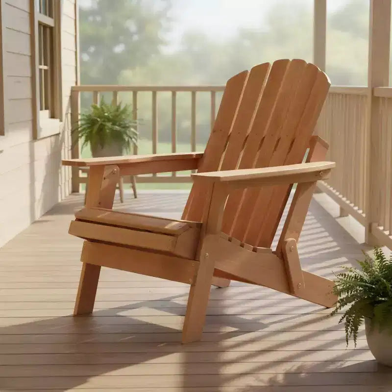 Oversized Wooden Folding Adirondack Chair with Pre-Assembled Backrest and Seatboard, Hemlock Wood, Weight Capacity 330 lbs for Garden or Deck