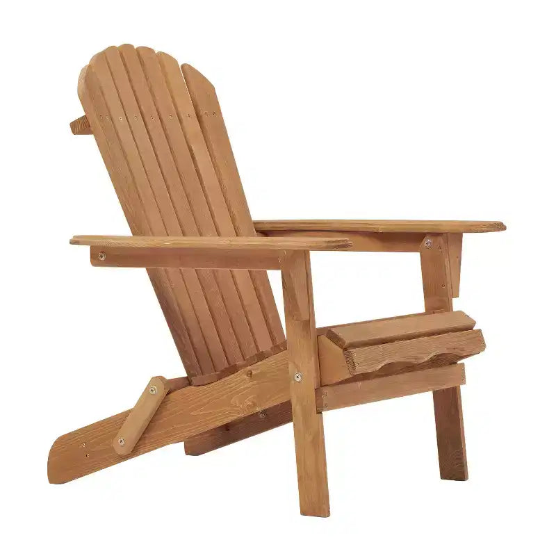 Set of 2 Wooden Folding Adirondack Chairs with Pre-Assembled Backrest, Hemlock Wood, Foldable Design for Garden or Backyard